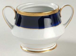 Noritake Valhalla Sugar Bowl No Lid, Fine China Dinnerware   Legacy,Cobalt Band,