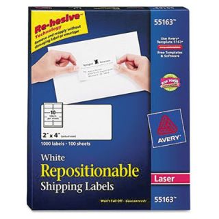 Avery Labels Re hesive Laser Labels, 2 x 4, White (55163)