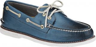 Mens Sperry Top Sider Gold Cup A/O 2 Eye Burnished   Blue Leather Sailing Shoes