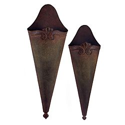 Set Of 2 Old Spanish Mission Metal Wall Sconces