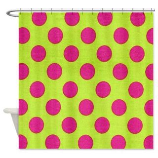  Pink and Green polka dots Shower Curtain  Use code FREECART at Checkout