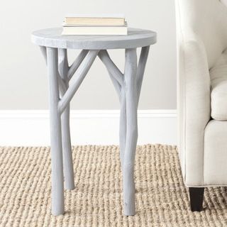 Safavieh Harper Pearl Blue Grey Round End Table (Pearl blue greyMaterials Bayur woodFinish Pearl blue greyDimensions 25.3 inches high x 18.1 inches wide x 18.1 inches deepThis product will ship to you in 1 box.Furniture arrives fully assembled )