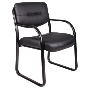 Boss Black Bonded Leather Reception Chair (13 W x 20 HSeat height 18 HOverall Dimensions 23 W x 24.5 D x 34.5 HPlease note orders of 4 or more chairs will ship with a freight carrier, and are not traceable via UPS. Please allow 10 days before contactin