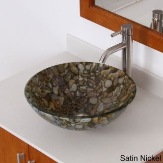 Elite Sea Rocks Double Layer Glass Bowl Bathroom Vessel Sink/ Faucet