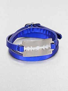 McQ Alexander McQueen Leather Wrap Bracelet   Blue