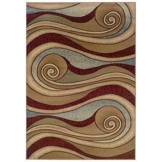 Brown And Blue Swirls Accent Rug (22 X 33)