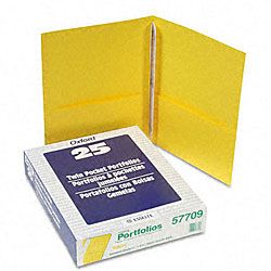Yellow Twin pocket Portfolios With Three Tang Fasteners (25 Per Box)
