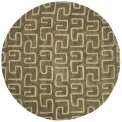 Handmade Puzzles Brown/ Gold New Zealand Wool Rug (6 Round)
