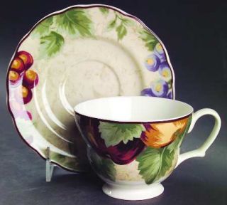 Noble Excellence Napa Valley Oversized Cup & Saucer Set, Fine China Dinnerware  