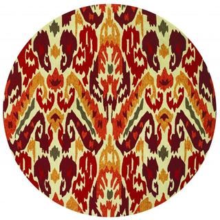 Covington Delfina/ Rust tangerine??hand hooked Area Rug (710 Round) (RustSecondary colors Ivory, Raspberry, Red Miso, Sage, TangerinePattern AbstractTip We recommend the use of a non skid pad to keep the rug in place on smooth surfaces.All rug sizes ar