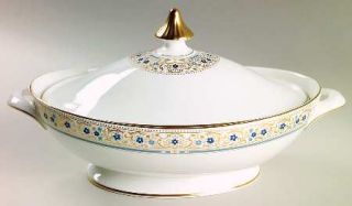 Royal Doulton Empress Oval Covered Vegetable, Fine China Dinnerware   Blue Flowe