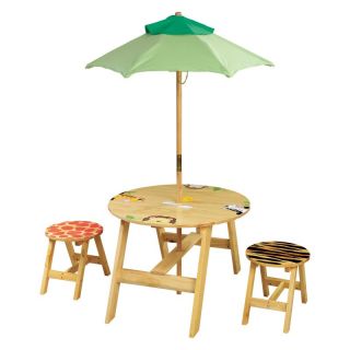 Teamson Design Sunny Safari Outdoor Table and Chair Set with Bench Multicolor  