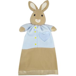 Komet Creations Original Lovie Character Potter Peter Rabbit Security Blanket (Tan/blueMaterials Fleece, satinCharacter Peter RabbitMachine washableStuffed animal with attached blanketDimensions 24 inches long x 14 inches wide )