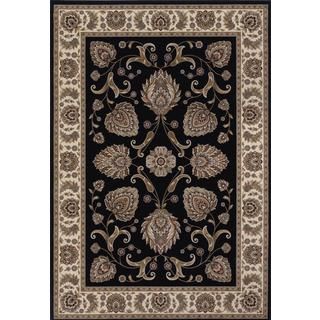 Everest Leila Ebony Rug (710 X 112) (100 percent polypropylene Contains latex YesPile height 0.35 inchStyle IndoorPrimary color EbonySecondary colors Bone/ clay/ crimson/ ivory/ mocha/ sagePattern FloralTip We recommend the use of a non skid pad to