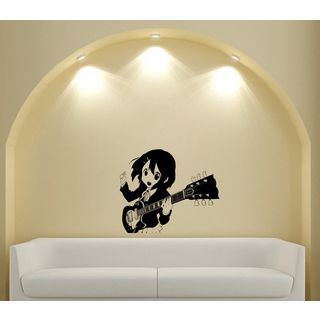 Japanese Manga Guitar Girl Vinyl Decal Sticker (Glossy blackEasy to apply, instructions includedDimensions 25 inches wide x 35 inches long )