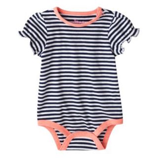 Circo Newborn Infant Girls Short sleeve Striped Bodysuit   Navy 6 9 M