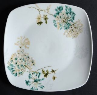 Mikasa Silk Floral Square Teal Dinner Plate, Fine China Dinnerware   Teal & Gree