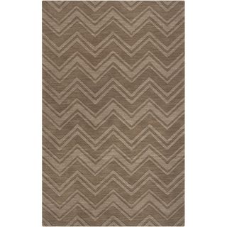 Hand crafted Solid Brown Chevron Wellsville Wool Rug (33 X 53)