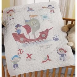 Ships Ahoy Crib Cover Stamped Cross Stitch Kit 34x43