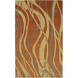 Hand tufted Orange Contemporary Spirit New Zealand Wool Abstract Rug (8 X 11) (OrangePattern AbstractTip We recommend the use of a non skid pad to keep the rug in place on smooth surfaces.All rug sizes are approximate. Due to the difference of monitor c