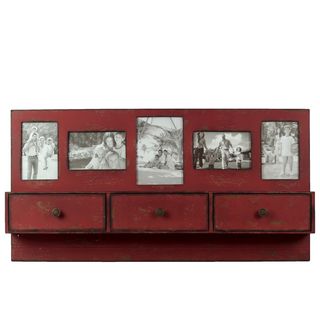 Red Wooden Shelf Frame