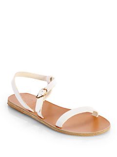 Ancient Greek Sandals Noive Double Strap Leather Sandals   White