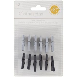 Essentials Wood Clothespins 1 12/pkg black   Gray