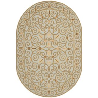 Hand hooked Chelsea Irongate Light Blue Wool Rug (46 X 66 Oval)