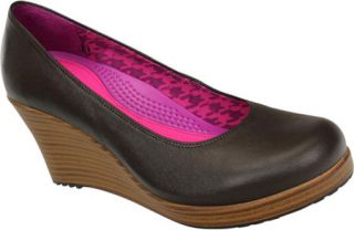 Womens Crocs A leigh Closed Toe Wedge   Espresso/Walnut Casual Shoes