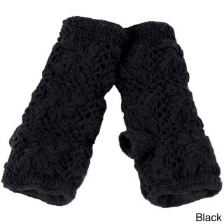 Womens Flower Crochet Fleece Handwarmers (one Size)