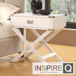 Inspire Q Neo White Accent Table With X Leg Nightstand