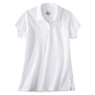 Dickies Girls Short Sleeve Pique Polo   White 14/16