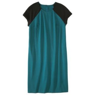 Mossimo Womens Plus Size Short Sleeve Ponte Dress   Teal/Black 3