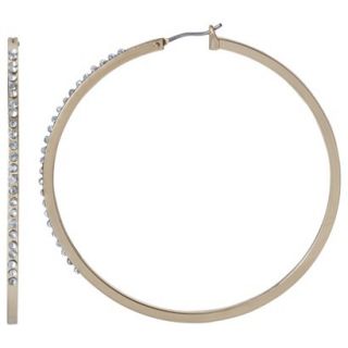 Medium Hoop with Front Facing Clear Stones   Gold