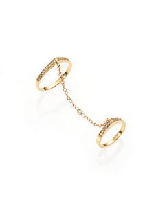 Jacquie Aiche Diamond & 14K Yellow Gold Peaked Chain Ring   Gold