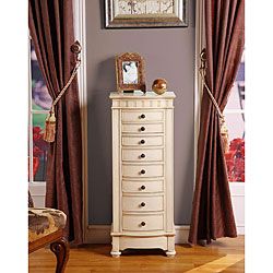Muscatto Antique Beige 8 drawer Charging Jewelry Armoire