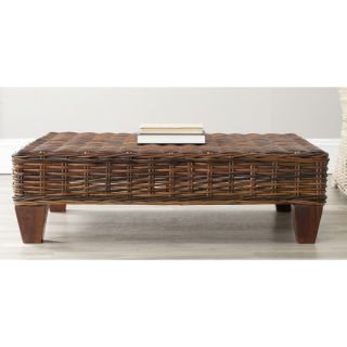 Safavieh Leary Brown Wicker Bench (BrownMaterials Mango woodFinish Dark brownDimensions 12 inches high x 27.2 inches wide x 39.4 inches deepThis product will ship to you in 1 box.Minor assembly required )