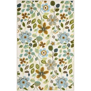 Safavieh Four Seasons Stain Resistant Hand hooked Ivory/blue/rust Floral Rug (5 X 8)