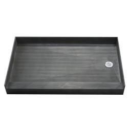 Tile Ready Double Curb Shower Pan 30x60 inch Right Pvc Drain (BlackMaterials Molded Polyurethane with ribs underneath for extra strengthNumber of pieces One (1)Dimensions 30 inches long x 60 inches wide x 7 inches deep  )