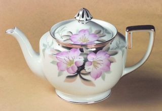 Noritake Azalea Gold Finial Tea Pot, Fine China Dinnerware   Pink,Patent#19322 O