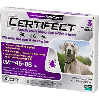 Dog Topical Flea & Tick Treatment, Purple, For Dogs 45 88 lbs., 3 Month Supply