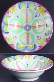 Vietri (Italy) Colore Rim Soup Bowl, Fine China Dinnerware   Pastel Swags&Circle