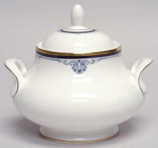 Royal Doulton Princeton Sugar Bowl & Lid, Fine China Dinnerware   Blue Scrolls,B
