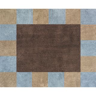 Sweet Jojo Designs Soho Blue And Brown Cotton Floor Rug
