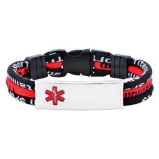 Hope Paige Medical ID Titanium Sport Bracelet   Black/Red (Medium)