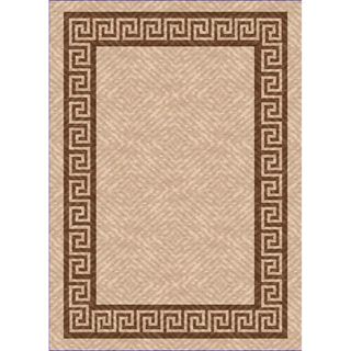 Woven Indoor/ Outdoor Greek Key Beige/ Brown Patio Rug (110 X 211)