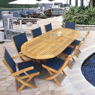Royal Teak 72   96 in. Family Oval Extension SailMate Patio Dining Set   Seats