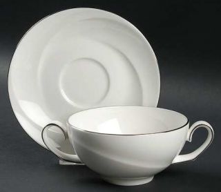 Wedgwood Mercury Flat Cream Soup Bowl & Saucer Set, Fine China Dinnerware   Shap