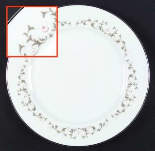 Sheffield Elegance Dinner Plate, Fine China Dinnerware   White Flowers, Green Le
