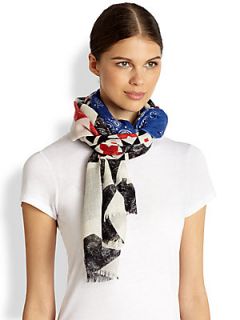 We Are Owls We Are Warriors Cashmere Scarf   Blue